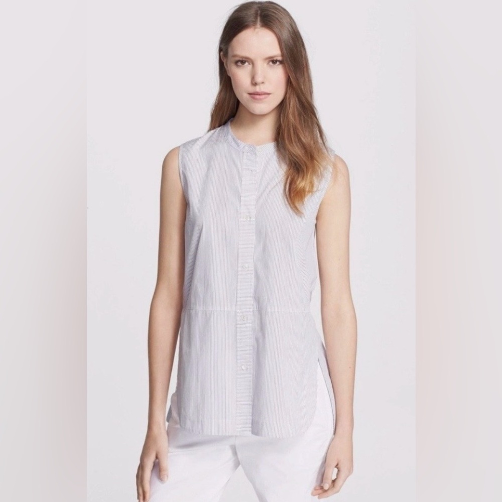 Sandra Ingrish Sleeveless Pinstripe Blouse. Size S